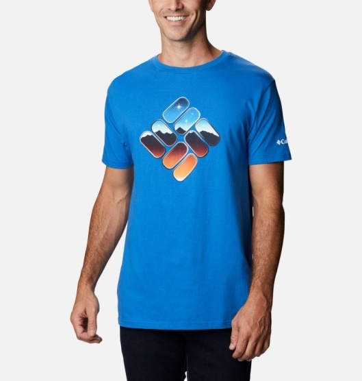 Blue Men's Columbia PFG T-Shirt | ALRFDH-096