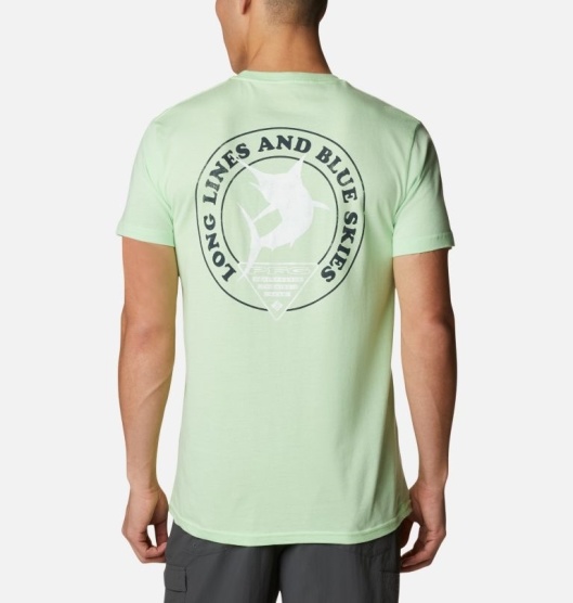 Green Men's Columbia PFG T-Shirt | URMKVW-498