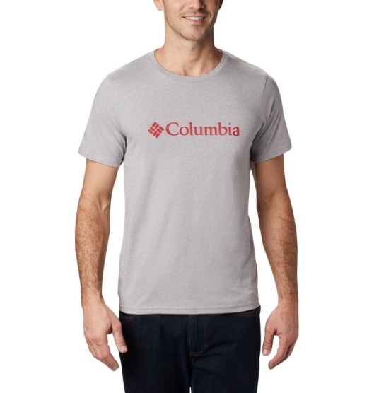 Grey Men's Columbia CSC Basic Logo T-Shirt | UXYSAV-723