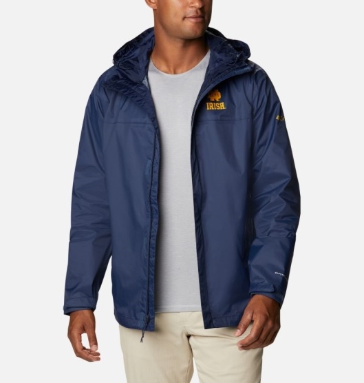 Navy Men's Columbia Collegiate Rain Jacket | VEMTHG-520