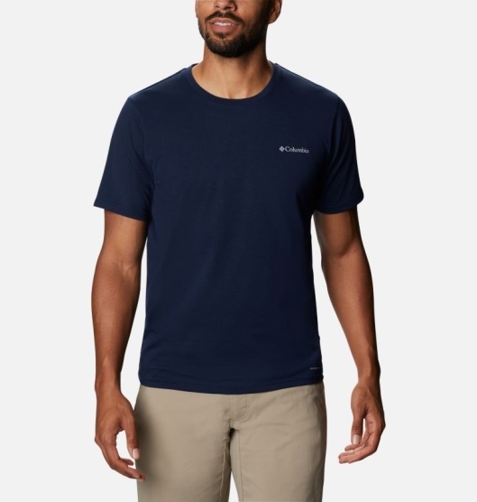 Navy Men's Columbia Sun Trek T-Shirt | ZLDAPU-458