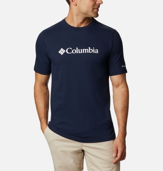 Navy White Men's Columbia CSC Basic Logo T-Shirt | WAVSNY-074