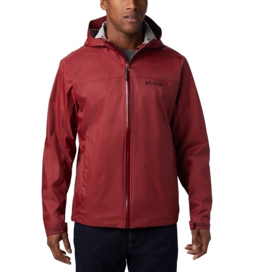 Red Men's Columbia Omni-Tech Rain Jacket | JTQMOK-513