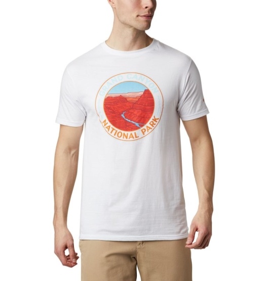 White Men's Columbia PFG T-Shirt | AXHPWS-028