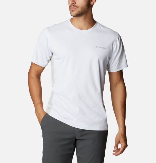 White Men's Columbia Zero Ice Cirro-Cool T-Shirt | EJLGXV-543