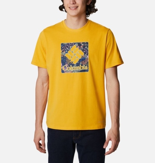 Yellow Men's Columbia Sun Trek T-Shirt | RIPFEU-761