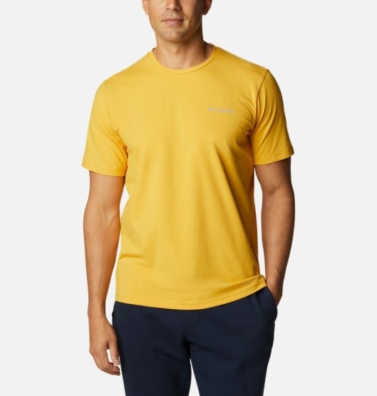 Yellow Men's Columbia Sun Trek T-Shirt | VZHASI-794